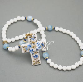 Rosenkranz "Vergissmeinnicht & weisse Blüten"