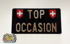 CH-Schild Hochformat 30 x 16cm Schwarz/Gold kleine Schrift