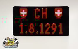 CH-Schild Hochformat 30 x 16cm Schwarz/Rot, kleine Schrift