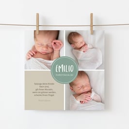 Geburtskarte Emilio, 2-seitig