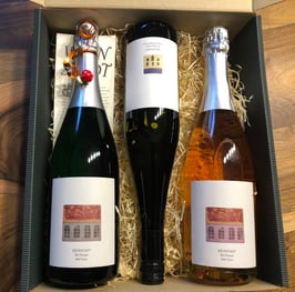 Sekt-Wein-Kisterl: 2 Flaschen Sekt nach Wahl & 1 Flasche Wein