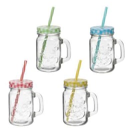 Trinkglas mit Strohalmdeckel