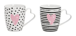 Tasse "gestreift und gepunktet mit Herz"