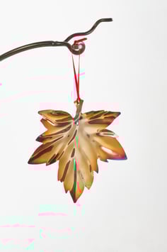 Large Field Maple Leaf garden accessory & Xmas decoration in patinated stainless steel