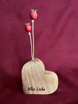 Holz-Herz mit Blume