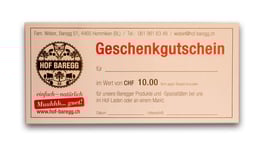 Gutschein im Wert von 10 Franken