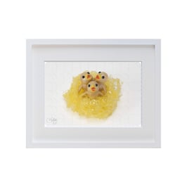 ラベル版画™209「ひよこ３兄弟」