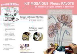 GD KIT MOSAIQUE - FLEURS PAVOTS - plateau 20x30