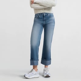 YAYA - Jeans Mid Waist Rolled-Up Hem Blue