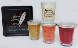 Red, White and Pink Currant Jam and a redcurrant-scented candle (conf111)