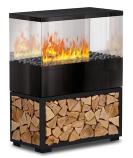 The Flame - Case Effektfeuer - Stahl schwarz mit Echtholzeinlage