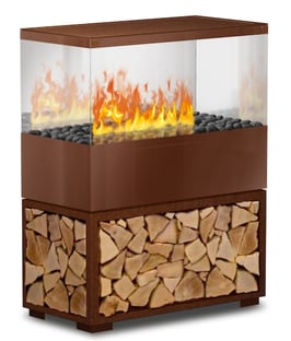 The Flame - Case Effektfeuer - Rostoptik mit Echtholzeinlage