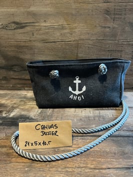 ELBBUDEN´s BAGGY : Kleine Tasche in Canvas Duster mit Print von Hand