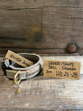 ELBBUDEN´s ELBband : Lederband in Fettleder Taupe mit Seil SAHARA