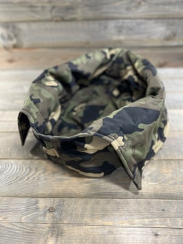 ELBBUDEN´s KLETTFUTTER zur DOGGy BAG in Softshell CAMOU oliv in Gr M