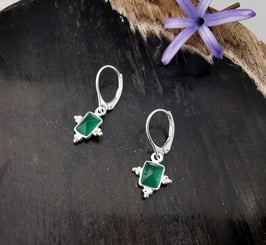 Boucles d'oreilles CESAREE Onyx vert Argent