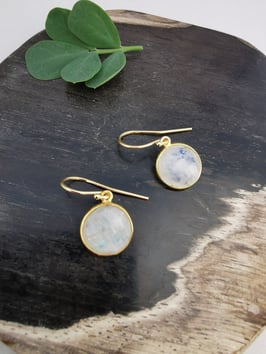 Boucles d'oreilles JEANNE Pierre de lune et argent doré