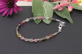 Bracelet tubes Tourmaline Argent