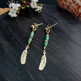 Boucles d'oreilles KIDAL Turquoise dorées
