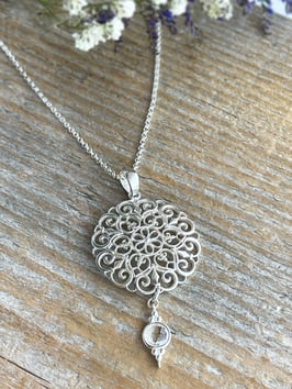 ANHÄNGER Ornament mit Bergkristallanhänger Silber