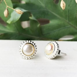 Ohrstecker Silber mit Süsswasserperlen Weiss