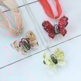 Glasperlen-Schmetterlinge Lachs / Hellgelb / Rot