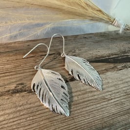 OHRHÄNGER breite Blatt-Federhänger Silber