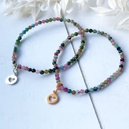 ARMBAND Turmalin Herzli Silber & Gold