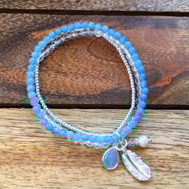Multibracelet - Aquamarin- Silber - Bergkristall