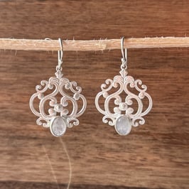 OHRHÄNGER Arabeske mit Regenbogen-Mondstein