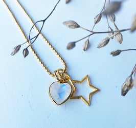 Stern & und Herzli Halskette Silber-vergoldet