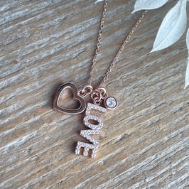 LOVE & Herzli & Zirkonia Halskette Rosé