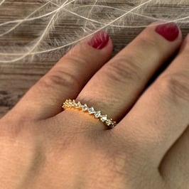 FINGERRING Zirkonia-Kranz gezackte Oberfläche