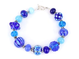 Unikat Armband blau und Türkis