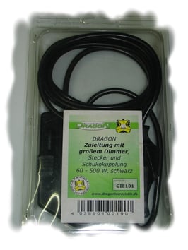 Zuleitung m. gr. Dimmer, Stecker & Schukokuppl. sw. 60-500w