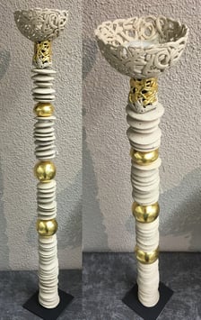 Kerzenständer Steinzeug Gold,  Art. Nr. 2