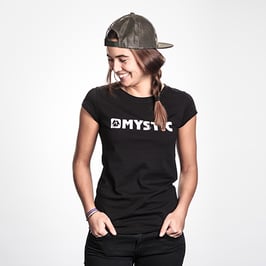 Mystic Brand Tee Women Caviar White Logo