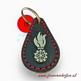 Schlüsselanhänger aus hochwertigem Rindsleder mit Feuerwehr-Symbol