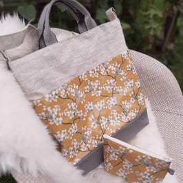 Rucksacktasche  Extra "Kirschblüten senf"