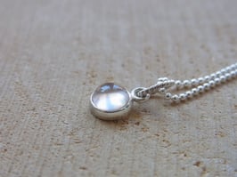 Kette Rosenquarz Cabochon rund Silber