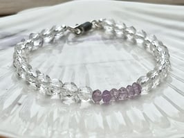KLARHEIT Armband mit Bergkristall und Amethyst Kristall
