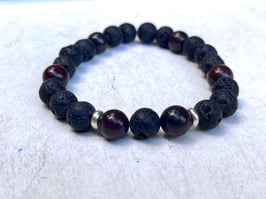 Armband schwarz Lavastein rotbraun Jaspis