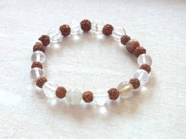 KLARHEIT & ENERGIE Armband Bergkristall, Rudraksha & Rutilquarz