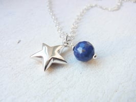 Kette Stern Silber Sodalith