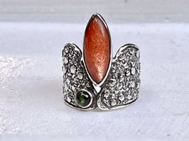 Ring Sonnenstein grün Turmalin Silber