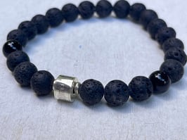 POWER Armband Lavastein Onyx Silber