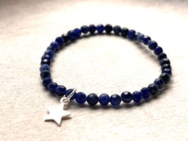Sodalith Armband mit Stern Silber