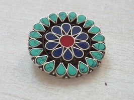 MANDALA Anhänger Türkis Lapislazuli Silber