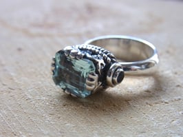 Aquamarin Ring mit Blautopas Silber