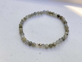 Armband Labradorit grau grün Silber